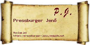 Pressburger Jenő névjegykártya